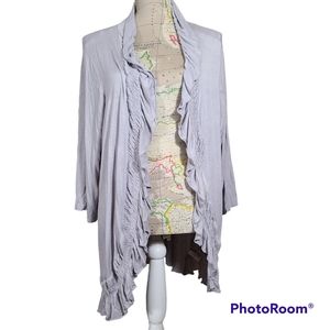 Y2K Fashion Bug Size 16-18 Ruffled Open Front Rayon Jersey Duster Cardigan